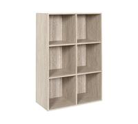 HOME DECO FACTORY - HD7744 - Rangement Modulable 6 Cases Effet Pierre - Meuble de Rangement Pratique et Élégant pour Salon - Chambre ou Bureau - Dimensions : 120X30X80 cm - Couleur Blanc Beige