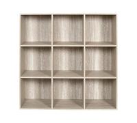 HOME DECO FACTORY - HD7745 - Rangement Modulable 9 Cases Effet Pierre - Meuble Polyvalent pour Salon - Chambre ou Bureau - Design Moderne et Naturel - Dimensions : 90X30X90 cm - Couleur Blanc Beige