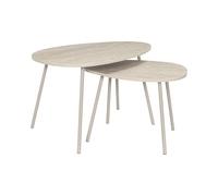 HOME DECO FACTORY - HD7746 - Lot de 2 Tables Gigognes Galet - Design Contemporain et Modulable - Idéales pour Le Salon - en Bois et Métal - Dimensions Pratiques - Couleur Blanc Beige