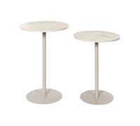 HOME DECO FACTORY - HD7747 - Table Gigogne Ronde en Métal et Bois - Idéale comme Table d'Appoint ou pour Mettre en Valeur Vos Plantes - Élégante et Pratique - Taille : X2 - Couleur : Blanc Beige