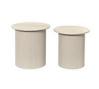HOME DECO FACTORY - HD7749 - Table Gigogne Ronde en Bois MDF - Idéale comme Table d'Appoint ou Bout de Canapé - Apportant Élégance et Style à Votre Intérieur. Taille : X2 - Couleur : Blanc Beige