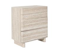 HOME DECO FACTORY - HD7763 - Commode 3 Tiroirs Pietra en Bois MDF - Design Moderne et Épuré - Parfaite pour Le Rangement dans Votre Chambre ou Salon - Couleur Blanc Beige - Taille Standard