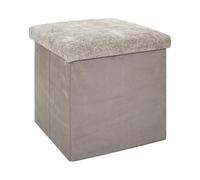 HOME DECO FACTORY - HD7803 - Coffre Pouf Pliable Emilia Taupe - Unité de Rangement Pratique en Polyester - Idéal pour Stocker Plaids et Coussins - Assise d'Appoint - Taille Standard - Couleur Taupe