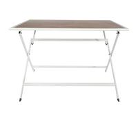 HOME DECO FACTORY, HDO0223, Table Métal Blanc Effet Bois Modèle Barcelone M1, Table Salon de Jardin, Mobilier, Mobilier d'Extérieur, Table d'Extérieur, 110x71x70 cm, Beige