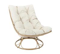 HOME DECO FACTORY - HDO0227 Fauteuil Petra pour Extérieur, Dimensions 74x88x96 cm, Hauteur Assise 35 cm, Traitement Anti-UV, Tissu Déperlant, Finition Époxy, Beige