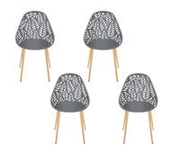 HOME DECO FACTORY, HDO0331, Lot de 4 Chaises Lucena Gris, Mobilier, Mobilier d'Extérieur, Assise d'Extérieur, 52,3x83,4x53,3 cm, Hauteur Assise 45 cm, Gris