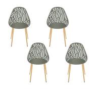 HOME DECO FACTORY, HDO0333, Lot de 4 Chaises Lucena Olive, Mobilier, Mobilier d'Extérieur, Assise d'Extérieur, 52,3x83,4x53,3 cm, Hauteur Assise 45 cm, Vert