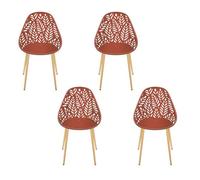 HOME DECO FACTORY, HDO0334, Lot de 4 Chaises Lucena Terracotta, Mobilier, Mobilier d'Extérieur, Assise d'Extérieur, 52,3x83,4x53,3 cm, Hauteur Assise 45 cm, Orange Marron