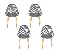HOME DECO FACTORY, HDO0335, Lot de 4 Chaises Alameda Gris, Mobilier, Mobilier d'Extérieur, Assise d'Extérieur, 52,3x83,4x53,3 cm, Hauteur Assise 45 cm, Gris