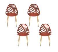 HOME DECO FACTORY, HDO0338, Lot de 4 Chaises Alameda Terracotta M4, Mobilier, Mobilier d'Extérieur, Assise d'Extérieur, 52,3x86,5x49 cm, Hauteur Assise 45 cm, Orange Marron