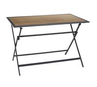 HOME DECO FACTORY, HDO0420, Table Métal Noir Effet Bois 110x70 cm - Design Élégant et Pratique pour Intérieur et Extérieur, Facile à Entretenir, Idéale pour Repas en Famille - Gris