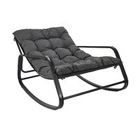 Home Deco Factory - HDO7248 - Fauteuil à Bascule Design pour Extérieur - Confortable et Tendance - Idéal pour Terrasse ou Jardin - avec Coussin Rembourré - Noir - Taille Standard