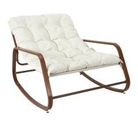 HOME DECO FACTORY - HDO7309 Fauteuil à Bascule Miami Blanc Effet Bois, Mobilier d'Extérieur, Dimensions 92x69x130 cm, Hauteur d'Assise 46 cm, Teinte Beige Marron