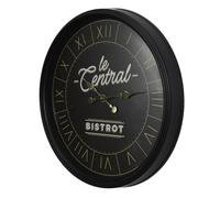 HOME DECO FACTORY - HO0006 Horloge Murale Bistrot Noire - Design Élégant et Lisible - Facile à Installer - Mécanisme à Quartz Fiable - Ø50 cm - pour Cuisine, Salon, Bureau