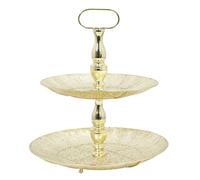 HOME DECO FACTORY, KA0116, Plateau décoratif en métal doré à Deux étages, idéal pour Servir ou Exposer Vos Objets, Design élégant et Durable, Facile à Entretenir, 30x30 cm, Or
