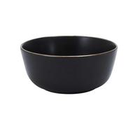 HOME DECO FACTORY - KA0136 Bol Noir avec Liseré Doré, pour Soupe, Salade, Dessert, Adapté Toutes Occasions, Intégration Facile à Votre Vaisselle, D14 cm, Noir, Or