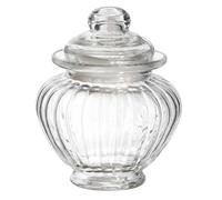 HOME DECO FACTORY - KA0258 Bonbonnière en Verre Arrondie - Ø 10 cm - Bocal Transparent avec Couvercle Hermétique - Conçu pour Conserver Douceurs et Épices - Couleur Transparente