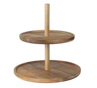 HOME DECO FACTORY, KA0342, Présentoir 2 étages en Acacia, Service de Table élégant, idéal pour réceptions et dîners, Facile à Entretenir, Marron, 2 Niveaux, Dimensions : 30x30 cm