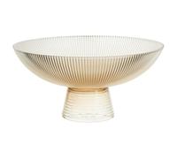 HOME DECO FACTORY - KA0496 Coupe à Fruits sur Pied en Verre Ambre - Élégant et Polyvalent pour Fruits et Salades - Capacité 11L - Facile à Nettoyer - Couleur Orange