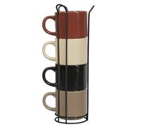 Lot De 4 Mugs - Home Deco Factory - Unis - Avec Support - Multicolore
