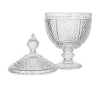 HOME DECO FACTORY, KA0543, Bonbonnière Design en Verre Transparent, Forme de Diamant, idéale pour Bonbons et Objets décoratifs, Hauteur 31 cm, Couleur Transparente, Design Assorti