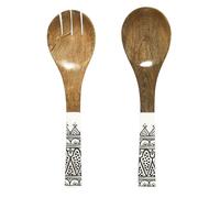 HOME DECO FACTORY - KA0573, Couvert à Salade en Bois de manguier, Design élégant et Durable, Conçu pour Tous Vos Repas, Facile à Nettoyer, Taille Unique, Couleur Marron et Noir