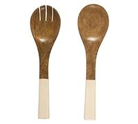 HOME DECO FACTORY, KA0575, Couvert à Salade en Bois de manguier, Design élégant et Durable, Parfait pour Tous Vos Repas, Facile à Entretenir, Couleur Marron Beige, Taille Unique