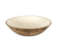 HOME DECO FACTORY - KA0652, Saladier en manguier Naturel, Design élégant et Polyvalent, Conçu pour salades et Plats variés, diamètre 33 cm, Couleur Marron Beige