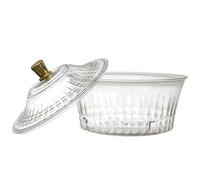 HOME DECO FACTORY - KA0714 - Coupe Transparente avec Couvercle en Plastique - Design Élégant - Idéale pour Conserver Vos Aliments ou Présenter des Friandises - D15.4cm - Or