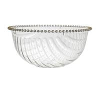 HOME DECO FACTORY - KA0715 - Saladier en Plastique D32cm Modèle Sabah - Léger et Résistant - Idéal pour Repas en Famille ou Entre Amis - Design Raffiné - Couleur Transparent Or - Taille 32cm