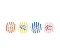HOME DECO FACTORY - KA0740 - Set de 4 Dessous de Verre Colorés pour Apéritif - Décor Varié - Protège Table - en Bois MDF - Diamètre 10 cm - Hauteur 0,4 cm - Orange - Jaune - Bleu - Rose