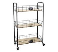 HOME DECO FACTORY - Ka2360 - desserte À roulettes 3 Niveaux Little Market Rangement Nomade Cuisine Salle À Manger Maison et Bazar