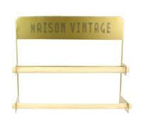 HOME DECO FACTORY - KA3039 Étagère de Crédence Filaire Murale - Design Industriel Chic en Bois et Métal - Conçu pour Cuisine - Style Vintage - Taille Unique - Couleur Dorée