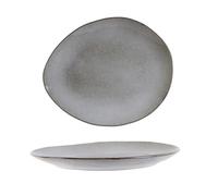HOME DECO FACTORY - KA3752, Assiette Plate en Céramique Grès Galet, Design Naturel et Zen, Compatible Lave-Vaisselle et Micro-Ondes, Petit Modèle, H2 x 18 x 22 cm, Gris