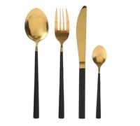 AC-Déco Ménagère KA3773 16 pcs inox doré & noir – 4 couteaux/4 fourchettes/4 cuillères soupe/4 cafés