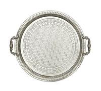 HOME DECO FACTORY - KA4843, Plateau de Service 42 cm en Argenté - Conçu pour servir vos repas avec élégance et impressionner vos convives, dimensions 42.50 x 38.00 x 4.70 cm