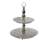 HOME DECO FACTORY - KA4869, Plateau de Présentation Double en Métal pour Art de la Table, Conçu pour Salon ou Salle d'Attente, Dimensions 49 cm, Couleur Argentée