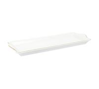HOME DECO FACTORY - KA5063 - Plateau élégant 34x14 cm avec bordure dorée - Conçue pour la décoration et l'organisation de votre maison - couleur blanche