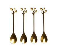 HOME DECO FACTORY - KA5088 Set de 4 Cuillères à Café Dorées - Acier Inoxydable - Élégantes et Solides - Pour Dégustation - Taille Standard - Couleur Gris