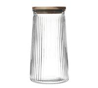 HOME DECO FACTORY - KA6336 Bocal en Verre Hermétique - Couvercle en Acacia - Conçu pour Conservation des Aliments - Capacité 1,3 L - Transparent - Pour Cuisine et Décoration