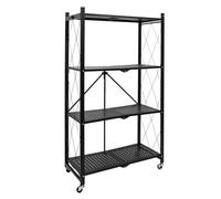 HOME DECO FACTORY - KB6154 Étagère Pliable à 4 Niveaux, Optimisation de l'Espace, Rangement Pratique pour Maison ou Bureau, Taille 4 Étagères, Teinte Neutre