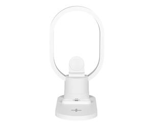 HOME DECO FACTORY - LA0024 Lampe LED 3 en 1 avec Chargeur Induction et Port USB-C - Design Moderne - Éclairage Doux pour Chambre ou Bureau - Taille 30 cm - Blanc