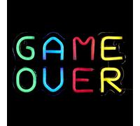 HOME DECO FACTORY, LA0062, Lampe LED Neon Game Over USB, Éclairage Multicolore, Design Rétro Inspiré des Jeux Vidéo, Idéale pour Décoration Intérieure, Taille : 30 cm, Couleur : Multicolore