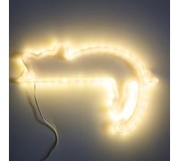 HOME DECO FACTORY - LA0193 - Lampe LED Effet Néon Chat USB - Décoration Lumineuse pour Maison - Luminaire Moderne en Plastique - Dimensions 29 x 1,5 x 20 cm - Couleur Jaune