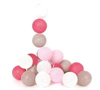 HOME DECO FACTORY - LA10051 Guirlande Boule 20 LEDs Rose Taupe, 3,45 m, Décoration Intérieure pour Ambiance Chaleureuse, Fonctionne avec Piles Non Incluses