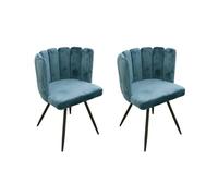 HOME DECO FACTORY Lot de 2 Chaises Ariel en Velours Bleu Canard