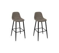 HOME DECO FACTORY - Lot de 2 chaises de Bar Modernes avec Assise côtelée - Confort Optimal - Dimensions 46,5x100,5x49,5 cm - Hauteur d'assise 70,5 cm - Couleur Taupe et Noir. - Collection Scott