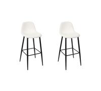 HOME DECO FACTORY - Lot de 2 chaises de Bar Modernes avec Assise côtelée - Confort Optimal - Dimensions 46,5x100,5x49,5 cm - Hauteur d'assise 70,5 cm - Beige et Noir. - Collection Scott