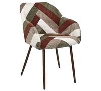 HOME DECO FACTORY - Lot de 2 Fauteuils Patchwork Côtelé Design Moderne et Confortable pour Salon ou Chambre - Dimensions Généreuses - Beige Taupe Terracotta Vert - Modèle Scott