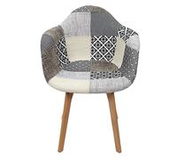 Fauteuil Salon Patchwork Gris Home Deco Factory